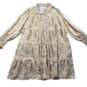 Simply Southern Floral Button Down Shift Dress Boho Tiered Babydoll XXL H244